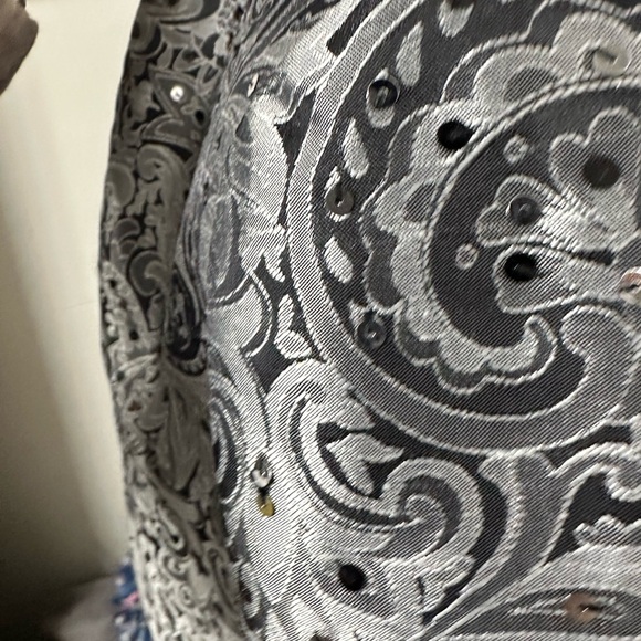 R&M Richards Women Sequin 2 PC Set (Jacket& Top) Gray, Black & Silver Garment 8 - Picture 6 of 9